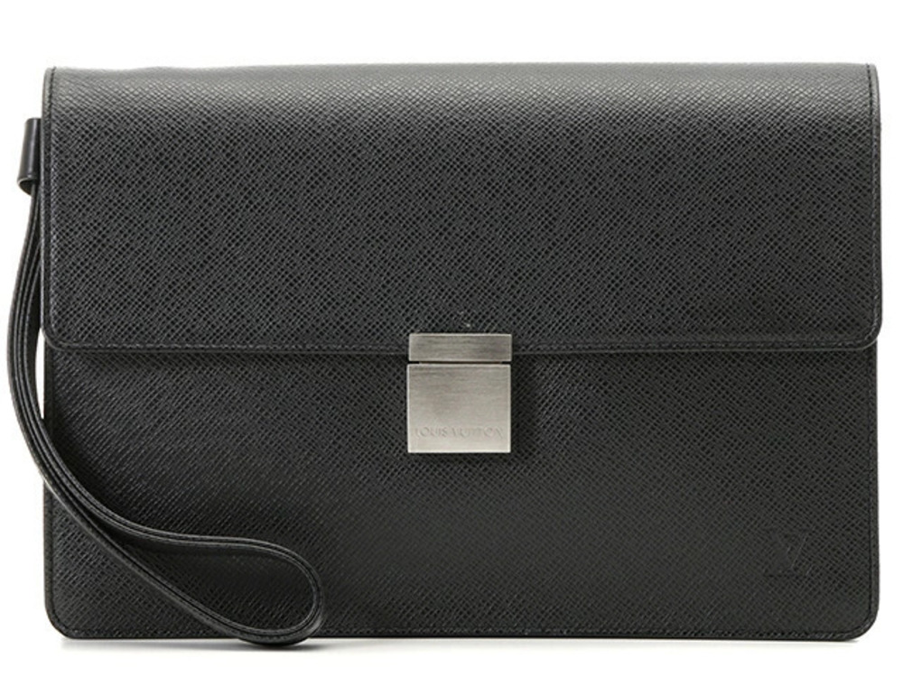 LOUIS VUITTON Selenga Shoulder Bag Taiga Leather Ardoise